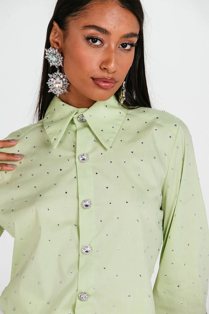 Charth Crystals Cropped Shirt