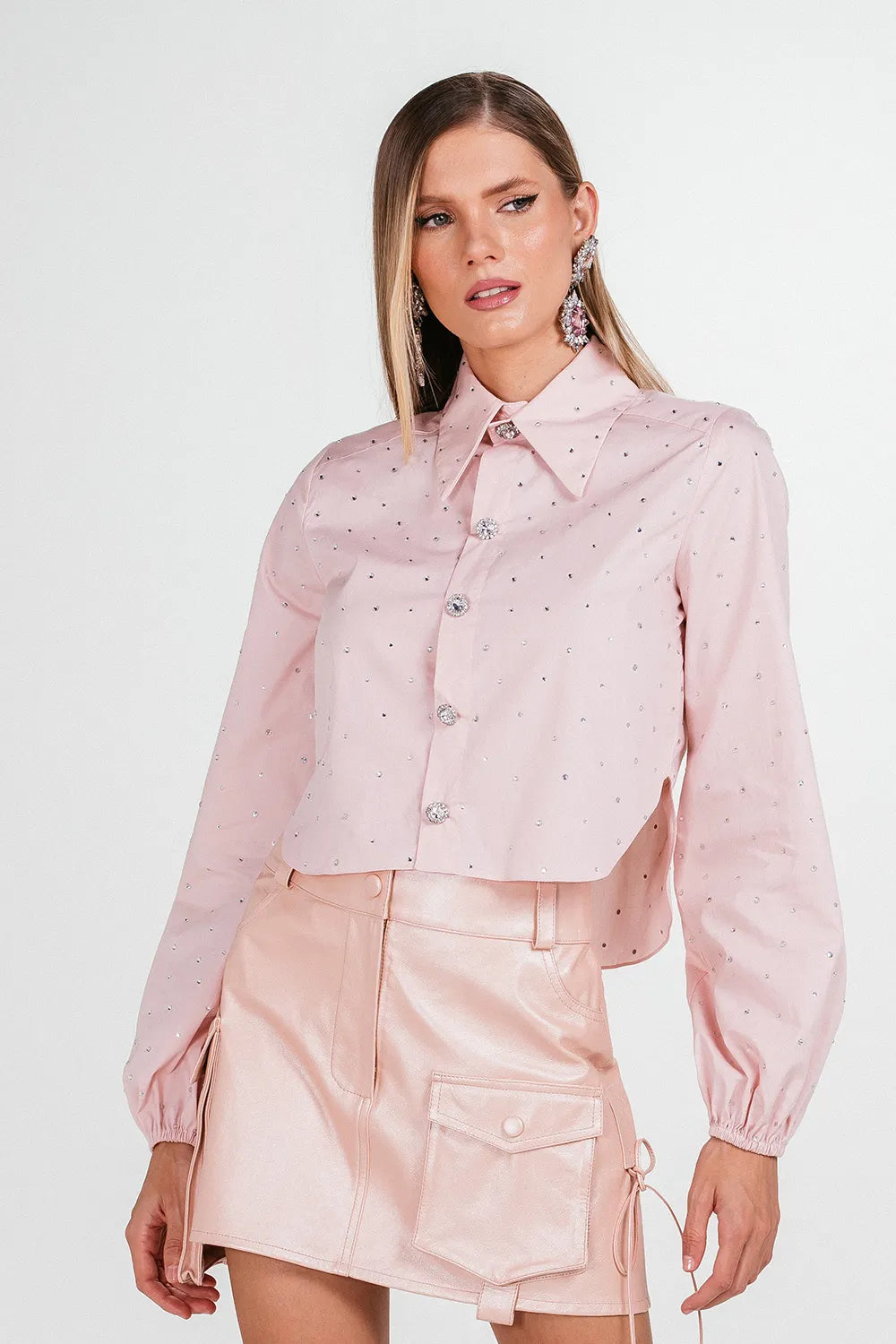 Charth Crystals Cropped Shirt