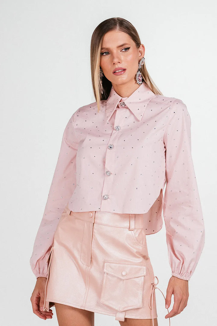 Charth Crystals Cropped Shirt