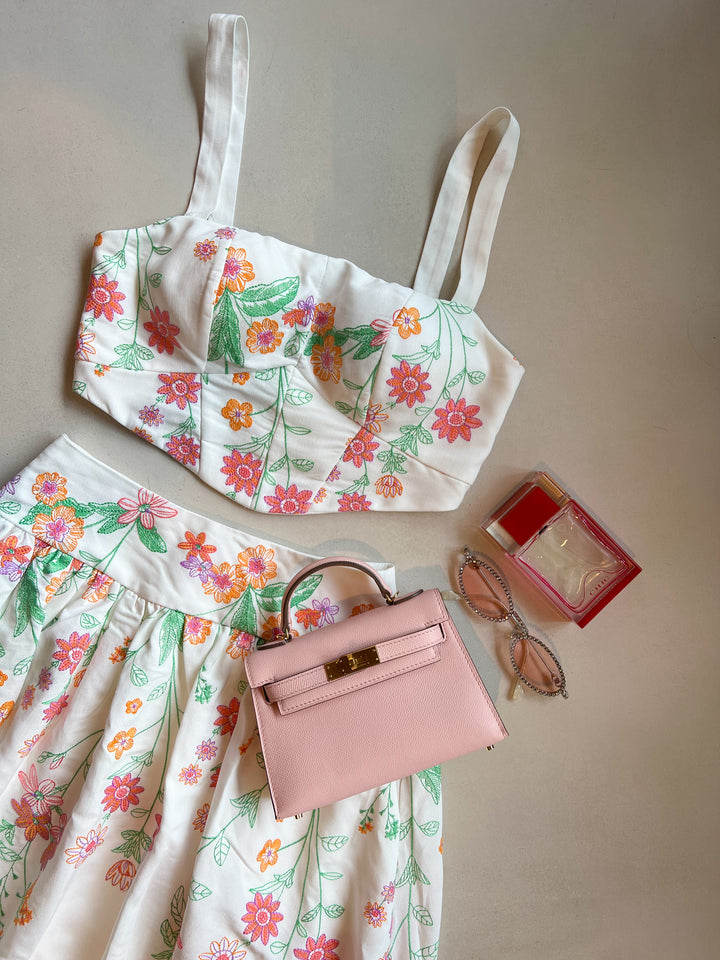 Pink Lemonade Midi Skirt+Cropped Top Set