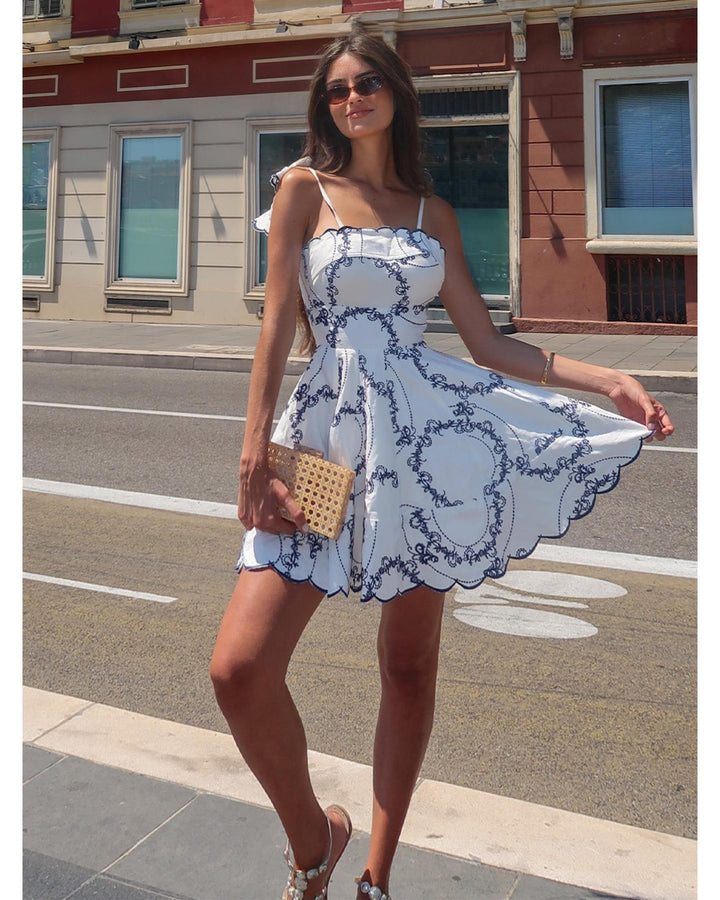 Santorini Embroidered Short Dress