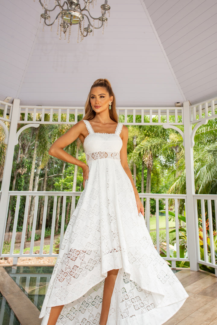 Mixed Lace Midi Dress