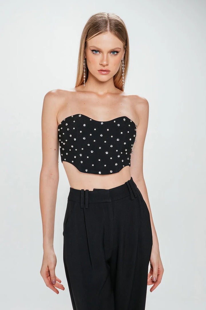 Rhinestone Top+Charth Pants Set