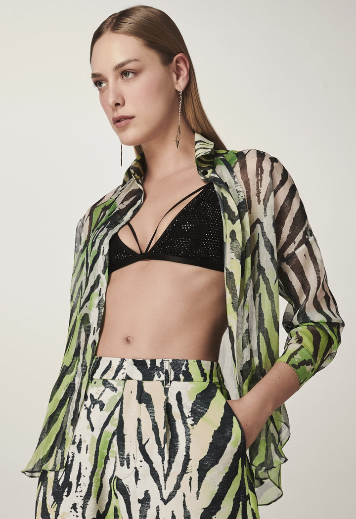 Zebra Neon Chaos Long Sleeve Shirt