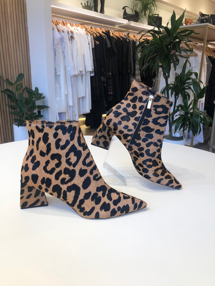 Carrano Animal Print Leather Ankle Boot with Flare Heel