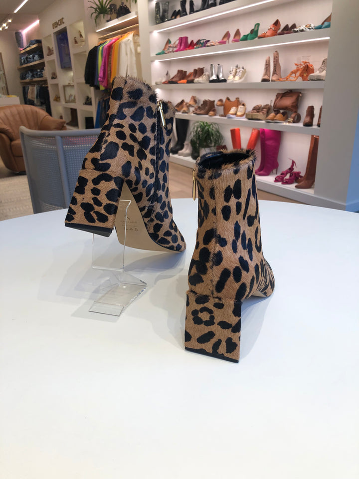 Carrano Animal Print Leather Ankle Boot with Flare Heel