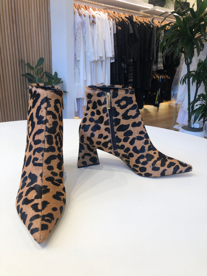 Carrano Animal Print Leather Ankle Boot with Flare Heel