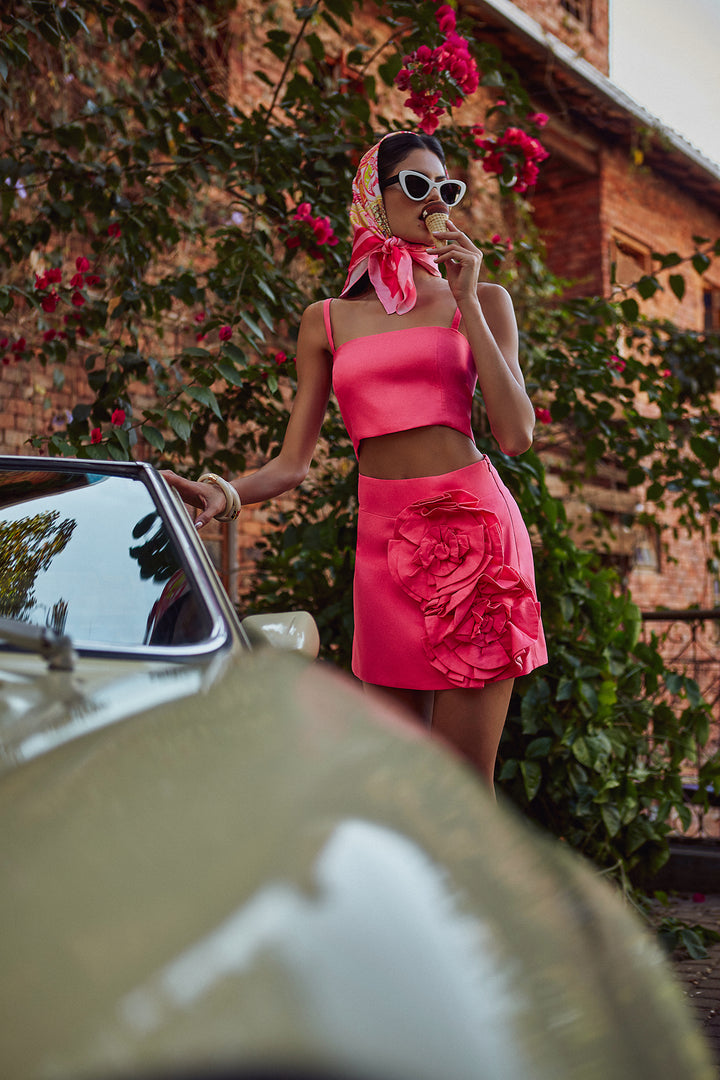 Strappy Top and Flower Skirt Set
