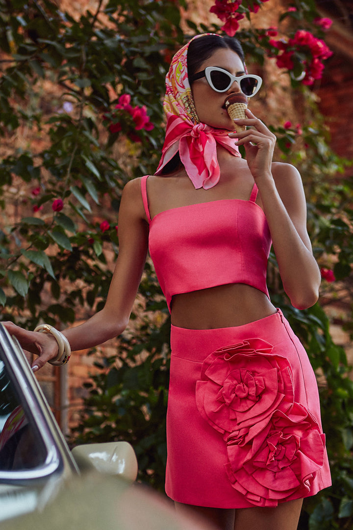 Strappy Top and Flower Skirt Set