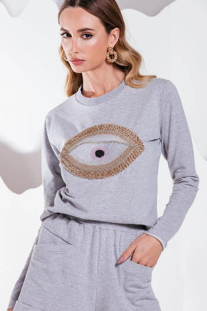 Charlene Embroidered Charth Sweatshirt
