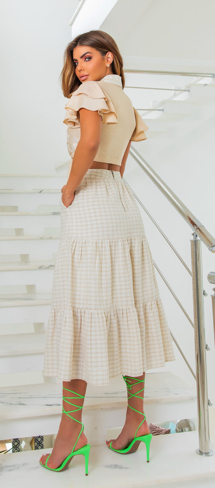 Cropped Midi Skirt Set