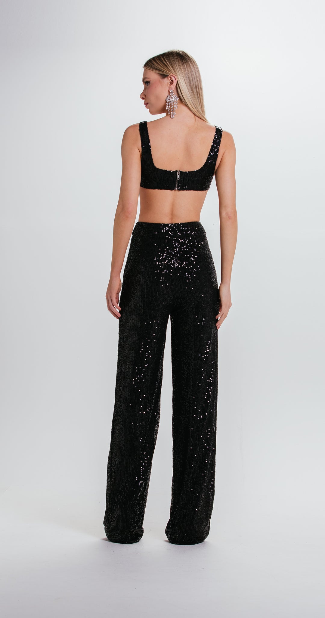 Charth Sequin Blazer+Top+Pants Set