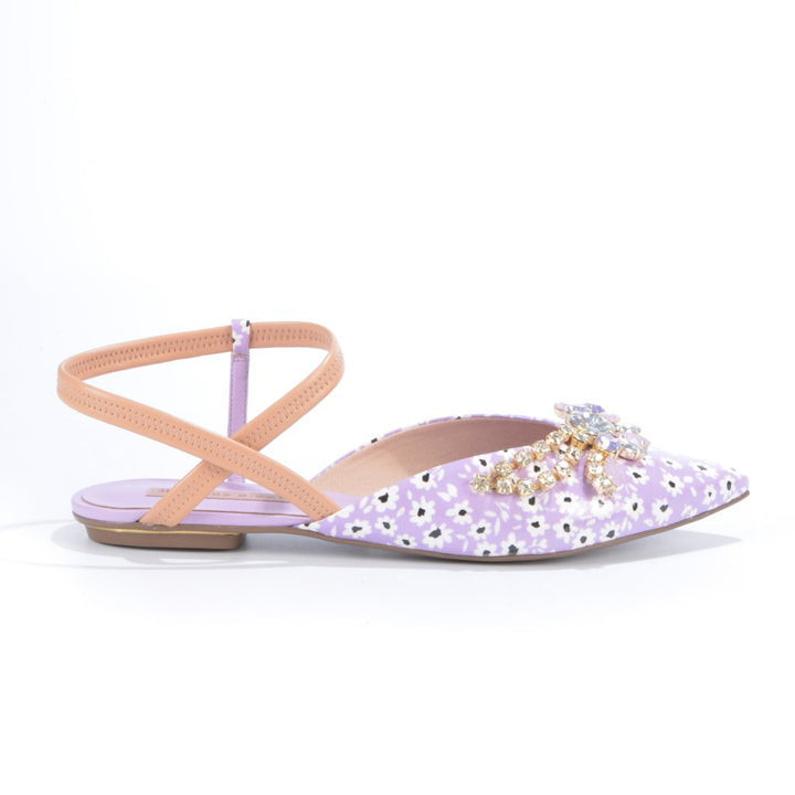 Slingback Couro Pedrarias