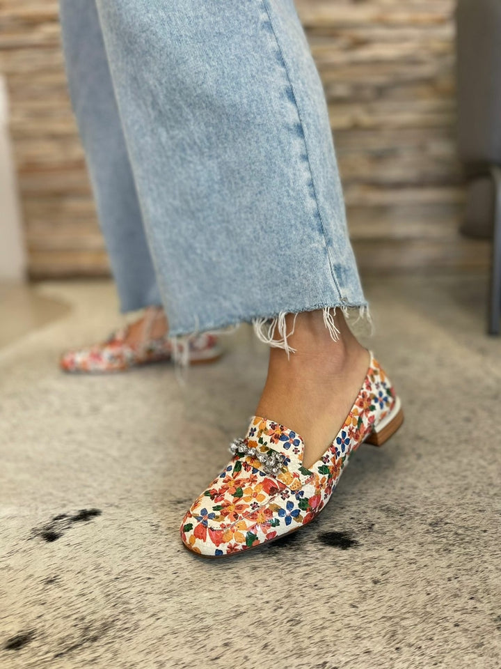 Loafer Couro Floral