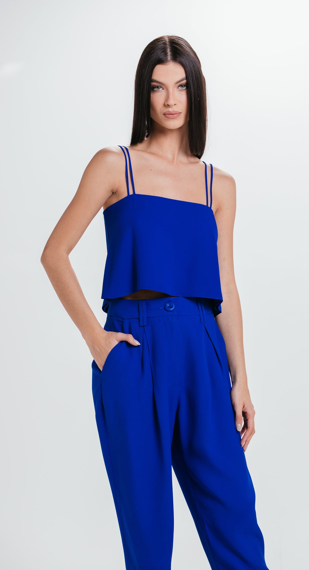 Cropped Top+Charth Pants Set