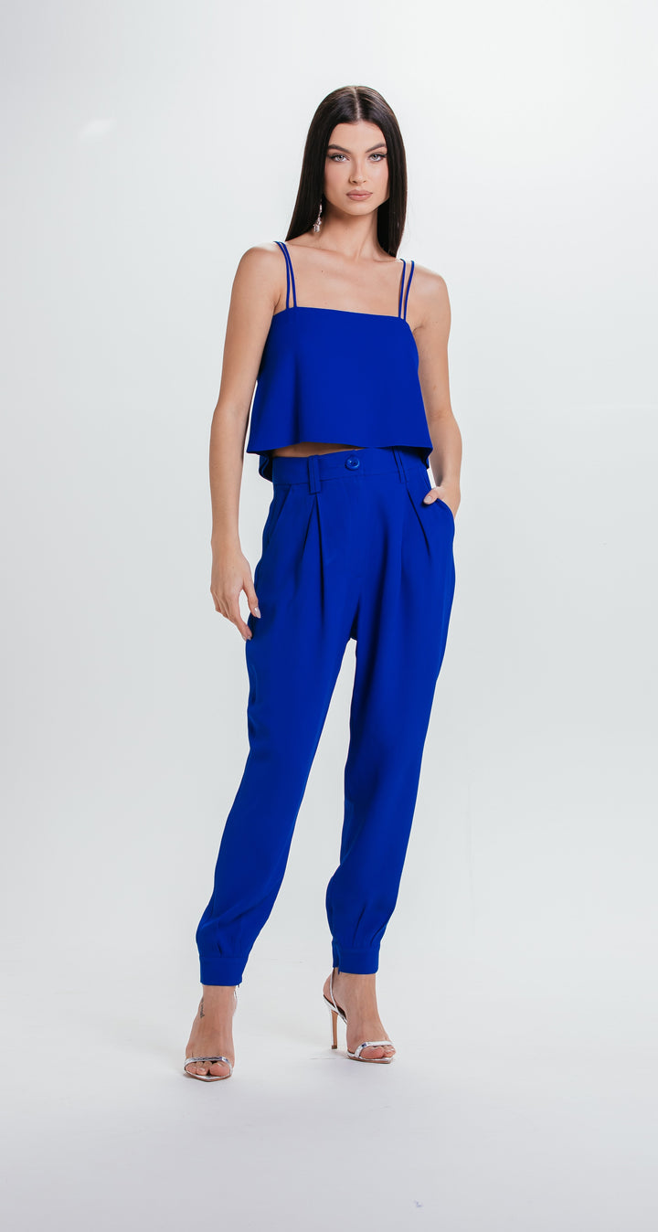 Cropped Top+Charth Pants Set