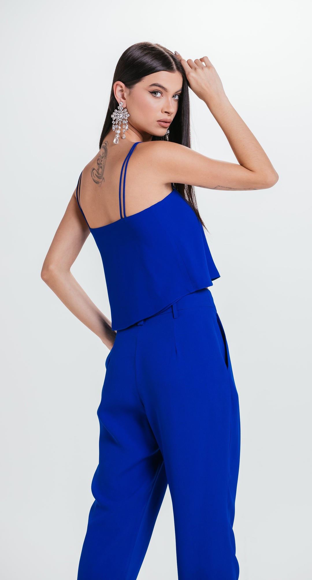 Cropped Top+Charth Pants Set